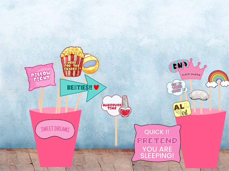 Pyjama Theme Birthday Party Photo Booth Props Kit