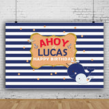 Nautical Birthday Party Personalized Backdrop.