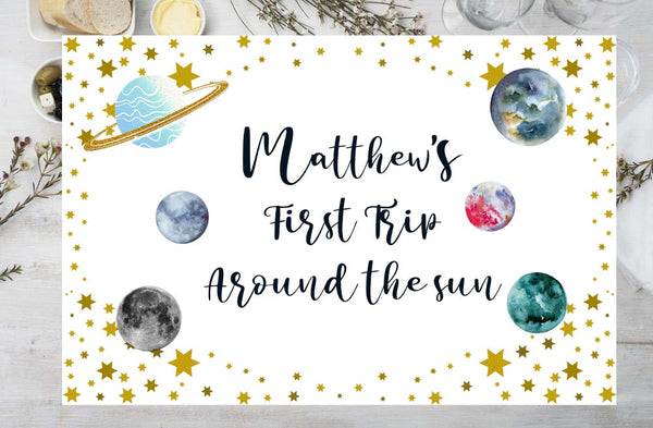 First Trip Around The Sun Theme Birthday Table Mats for Decoration