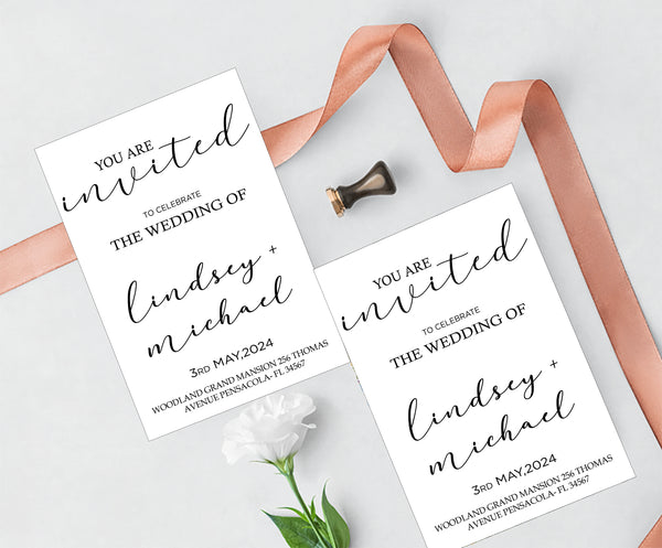 Modern Minimalist Wedding  E- Invite/Printed Invitation Card