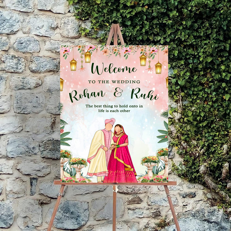 Indian Wedding Ceremony Welcome Board for Decoration