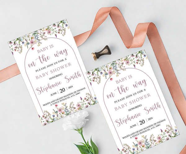 Wild Flower Theme Baby Shower E- Invite/Printed Invitation Card