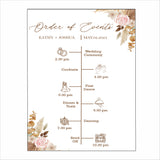 Pampas Grass Wedding Day Timeline Board