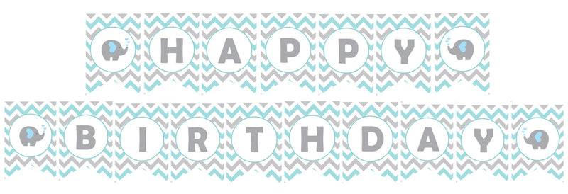 Baby Elephant Theme Birthday Party Banner for Decoration