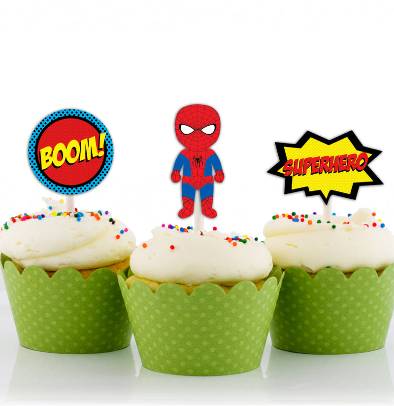 Super Hero Birthday Party Cupcake Toppers for Decoration