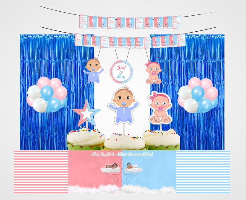 "Pink Or Blue" Baby Shower Party Decoration Kit