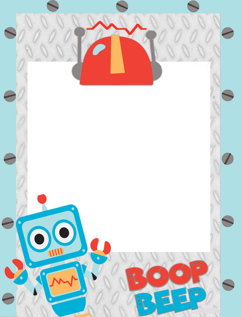 Robot Birthday Party Selfie Photo Booth Frame