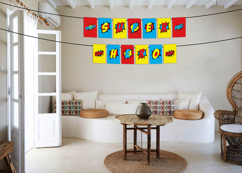 Super Hero Theme  Birthday Party Banner for Decoration