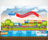 Transport Birthday Party Backdrop Personalized