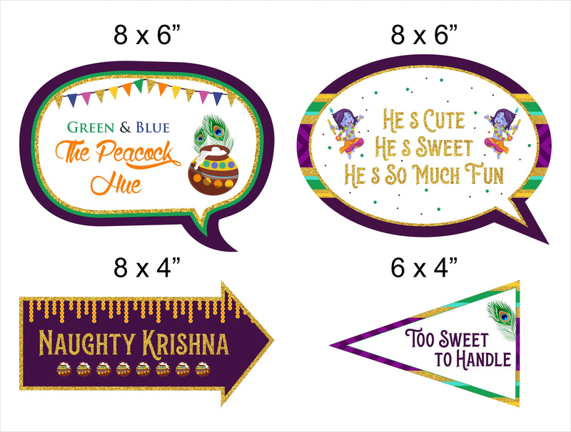 Little Krishna Theme Birthday Party Photo Booth Props Kit