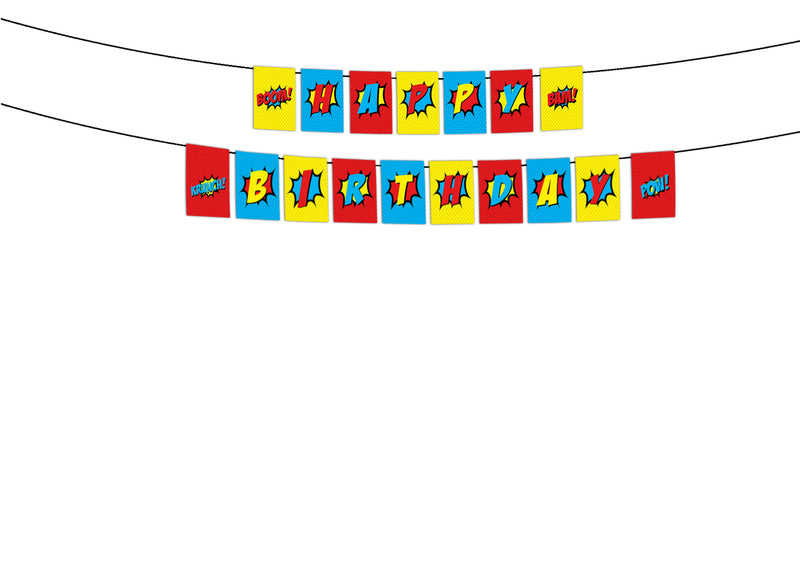 Super Hero Theme  Birthday Party Banner for Decoration