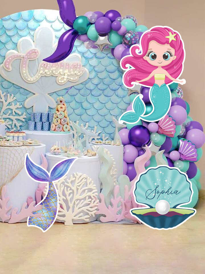 Mermaid Theme Birthday Party Cutouts