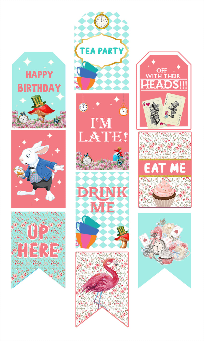 Tea Party Theme Birthday Paper Door Banner/ Wall Decoration.