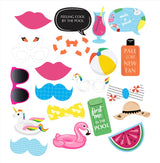 Pool Party Birthday Party Photo Booth Props Kit