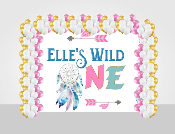 Wild One Birthday Party Decoration Kit With Personalized Backdrop.