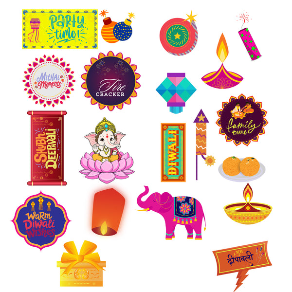 Diwali Party Photo Booth Props Kit- Set of 20