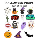 Halloween Theme Party Photo Booth Props Kit- Set of 15