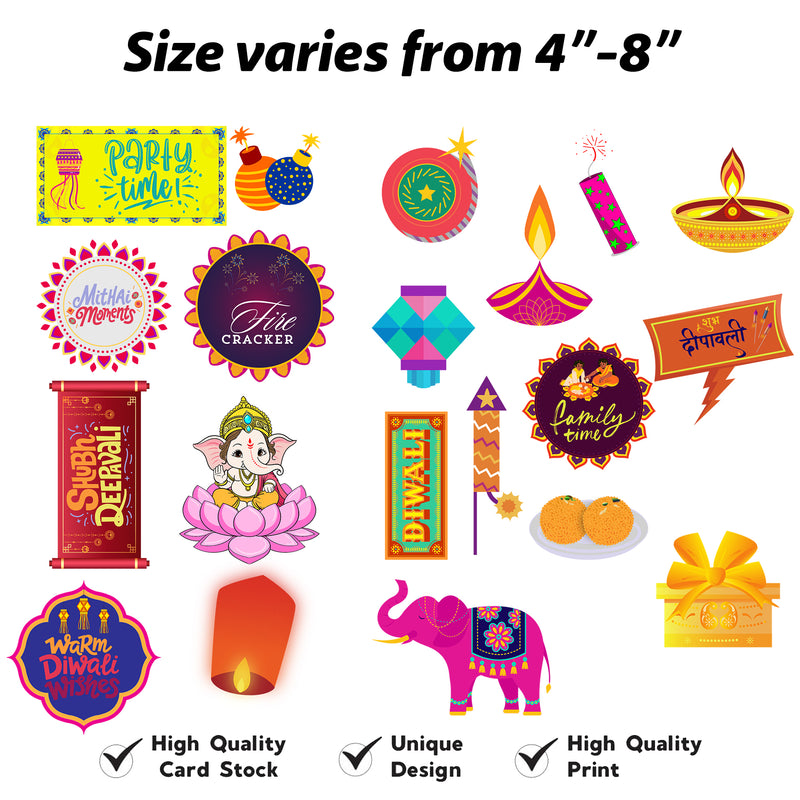 Diwali Party Photo Booth Props Kit- Set of 20