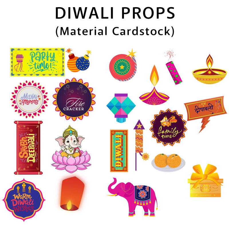 Diwali Party Photo Booth Props Kit- Set of 20