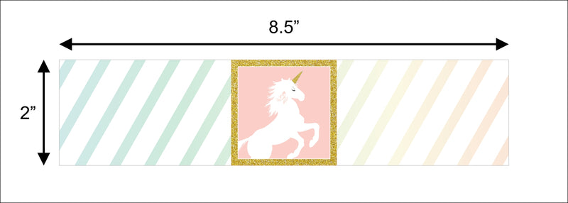 Unicorn Theme Water Bottle Labels