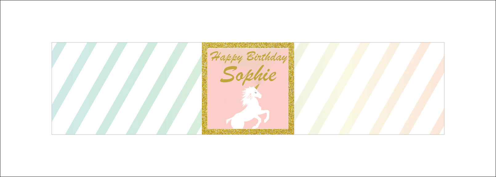 Unicorn Theme Water Bottle Labels