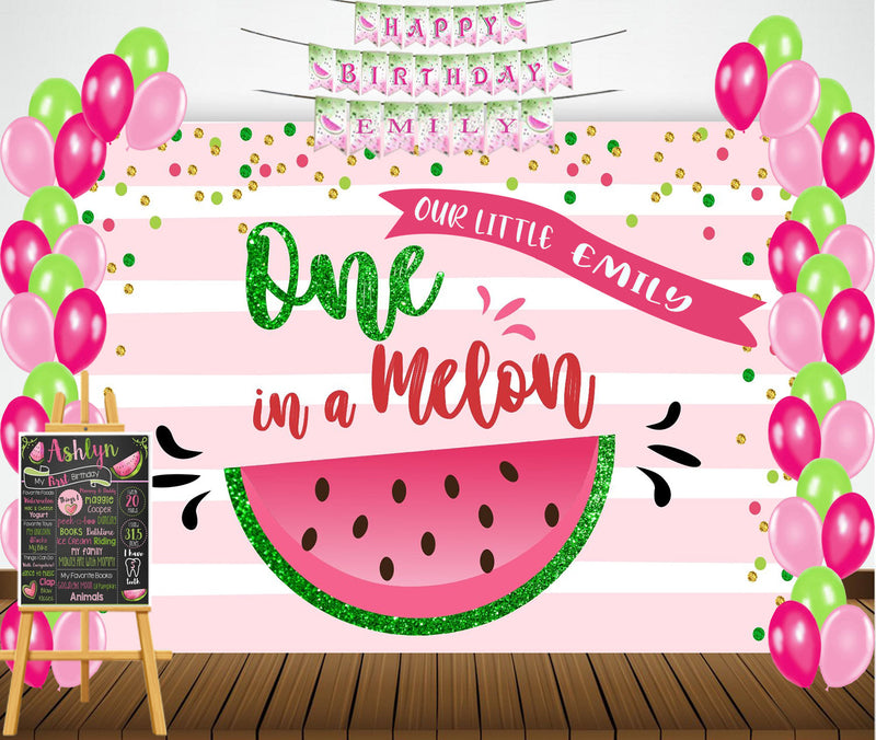 One In a Melon Theme Birthday Party Personalized Multi-Saver Combo.