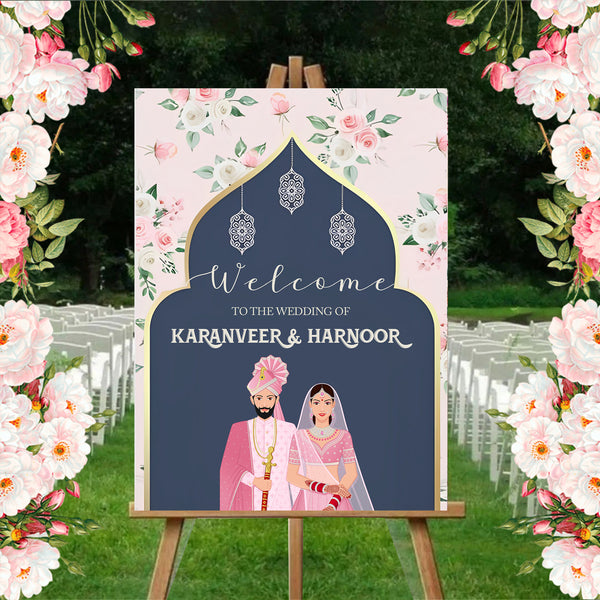 Indian Wedding Ceremony Welcome Board for Decoration