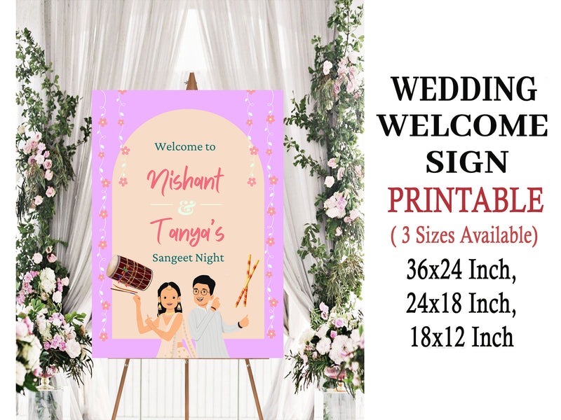 Sangeet Ceremony Signage or Welcome Board for Decoration