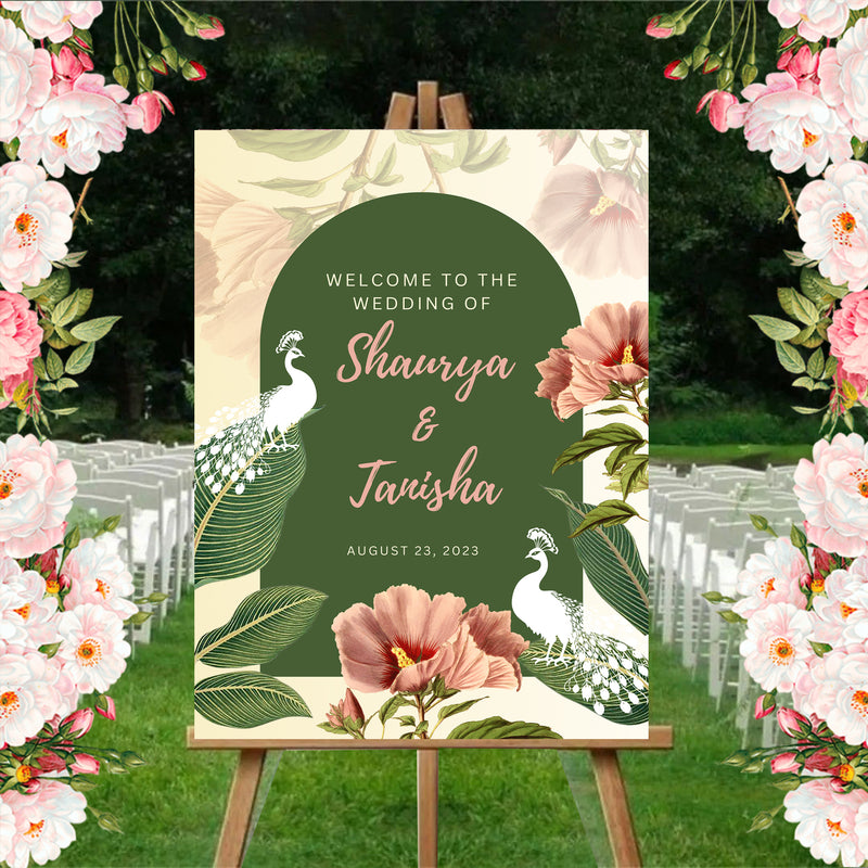 Indian Wedding Ceremony Welcome Board Sign for Decoration