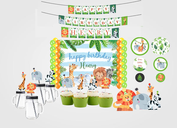 Jungle Birthday Complete Personalize Party Kit