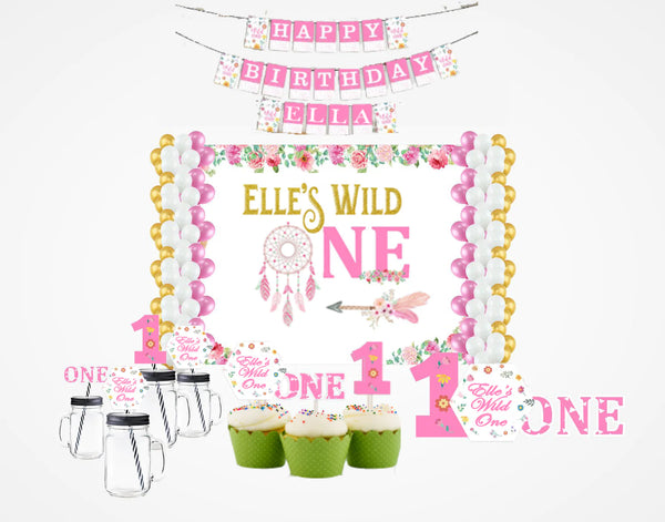 Wild One Theme Birthday Complete Personalize Party Kit