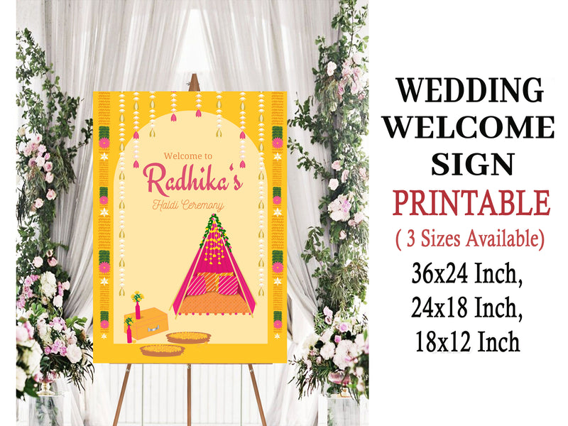 Haldi Ceremony Welcome Board Sign for Decoration