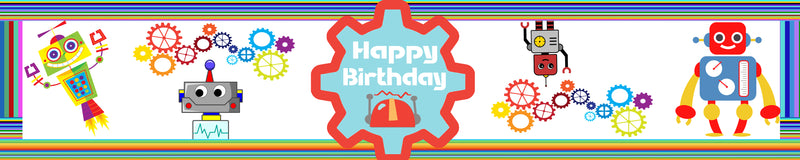 Robot Birthday Party Long Banner for Decoration