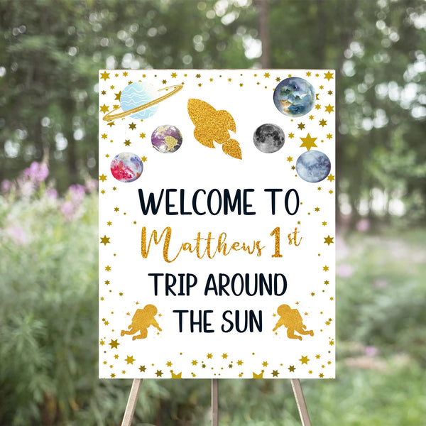 First Trip Around The Sun Theme Birthday Party Yard Sign/Welcome Board