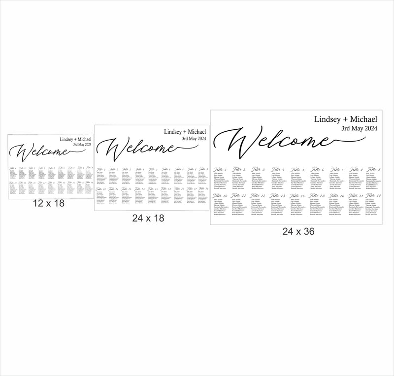 Modern Minimalist Theme Wedding Find your Seat Sitting Layout