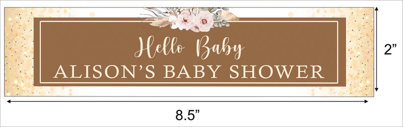 Boho Theme Baby Shower Water Bottle Labels