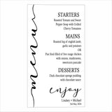 Modern Minimalist Theme Wedding  Menu Card