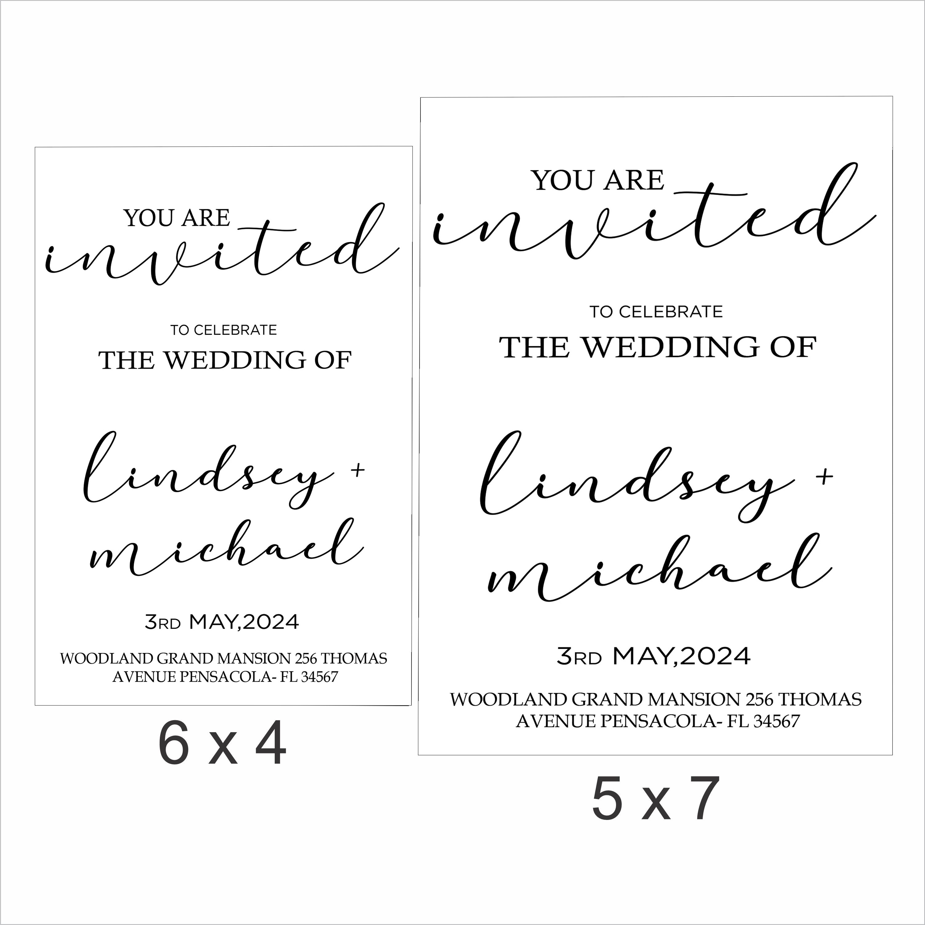 Modern Minimalist Wedding  E- Invite/Printed Invitation Card