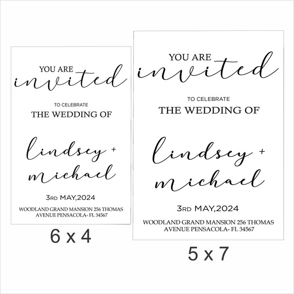 Modern Minimalist Wedding  E- Invite/Printed Invitation Card