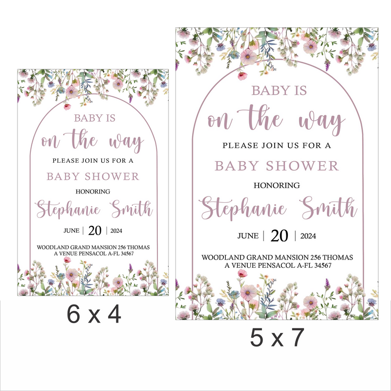 Wild Flower Theme Baby Shower E- Invite/Printed Invitation Card