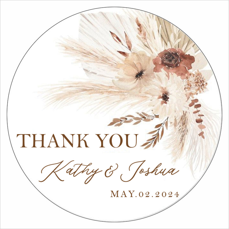 Pampas Grass Theme Wedding Thank You Tag Favor /Stickers