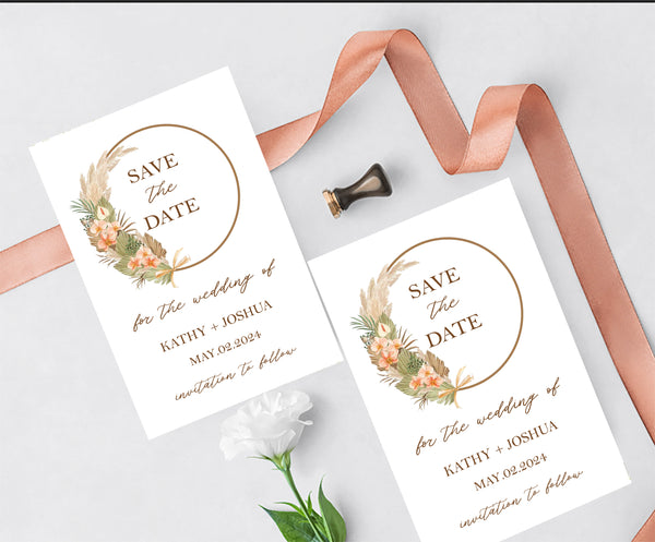 Pampas Grass Save the date  E- Invite/Printed Invitation