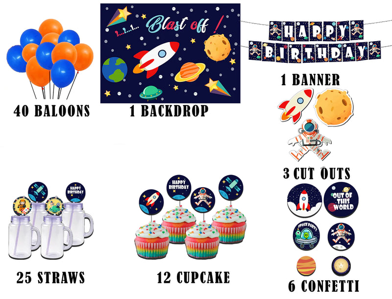 Space Theme Birthday Complete Personalize Party Kit