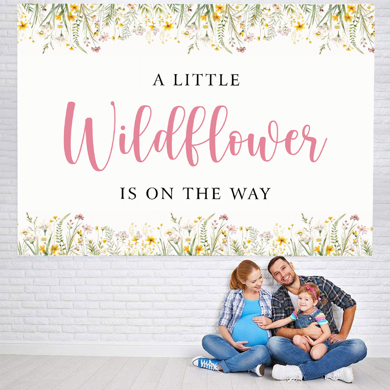 Wild Flower Theme Baby Shower Party Personalized Backdrop