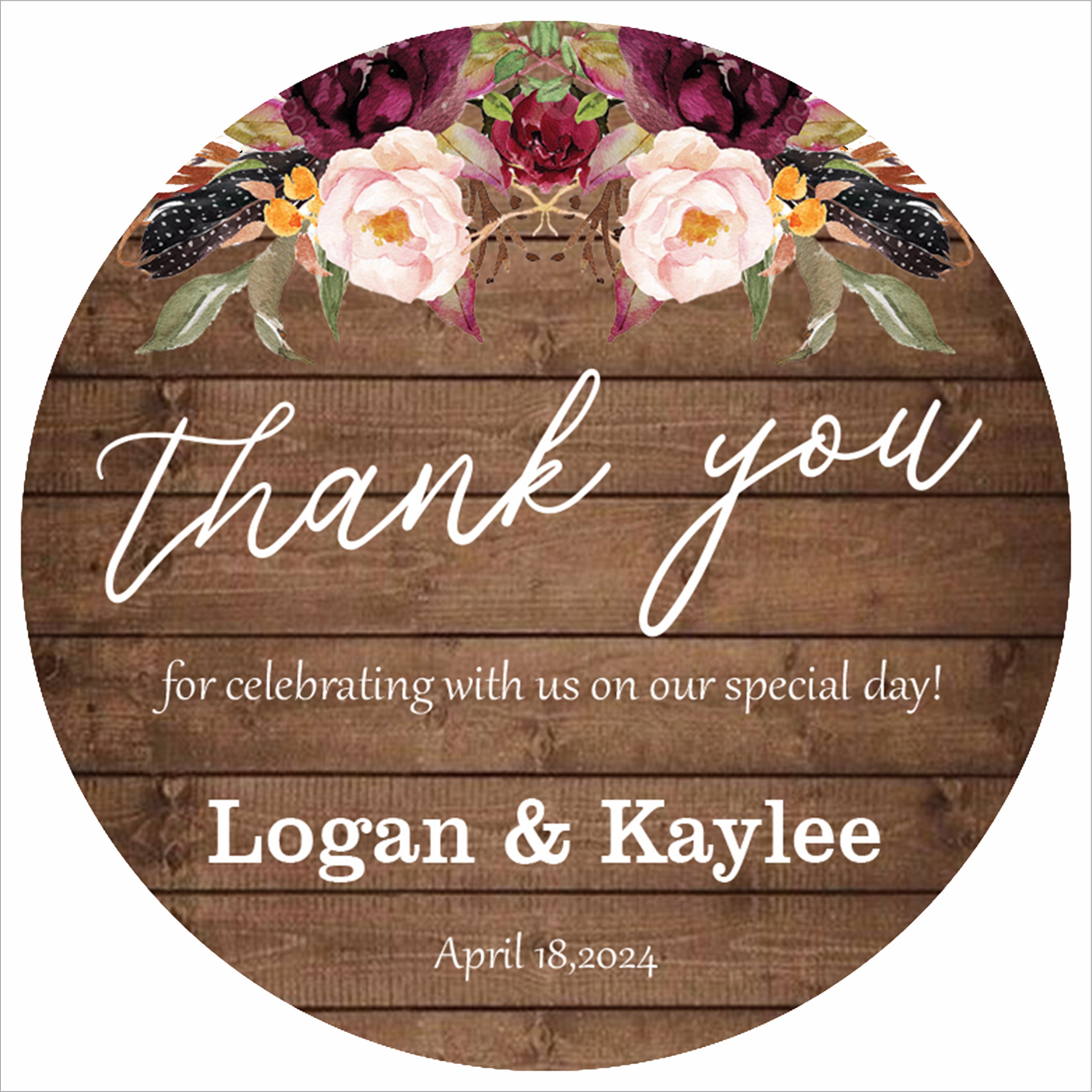 Rustic Theme Wedding Thank You Tag Favor /Stickers