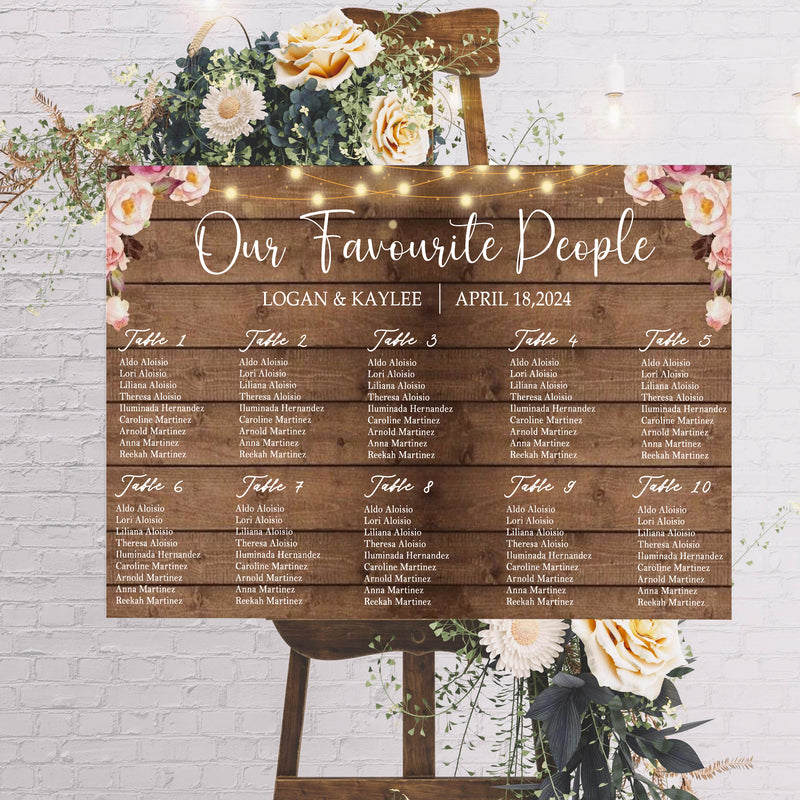 Rustic Theme Wedding Find your Seat Sitting Layout