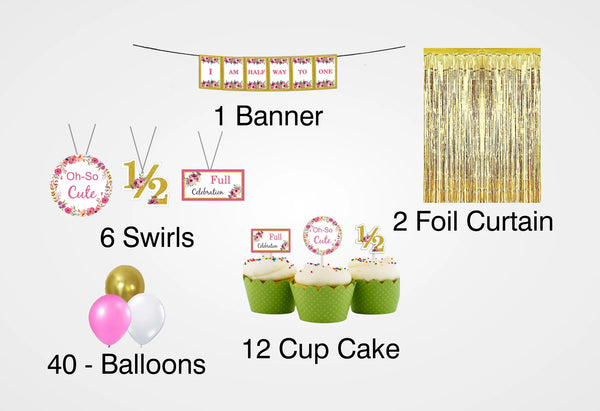 Half Birthday Girls Party Decoration Kit - Personalized
