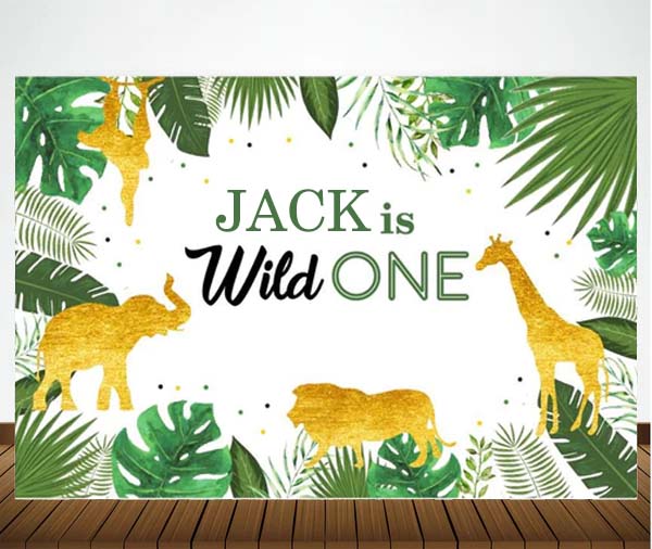 Wild One Birthday Party Personalized Backdrop.