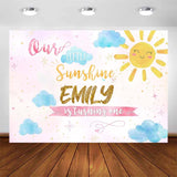 Sunshine Theme Birthday Party Personalized Backdrop.