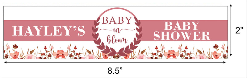 Baby In Bloom Theme Baby Shower Water Bottle Labels